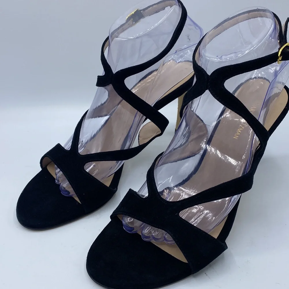 STUART WEITZMAN SANDAL BLACK SUEDE‎
